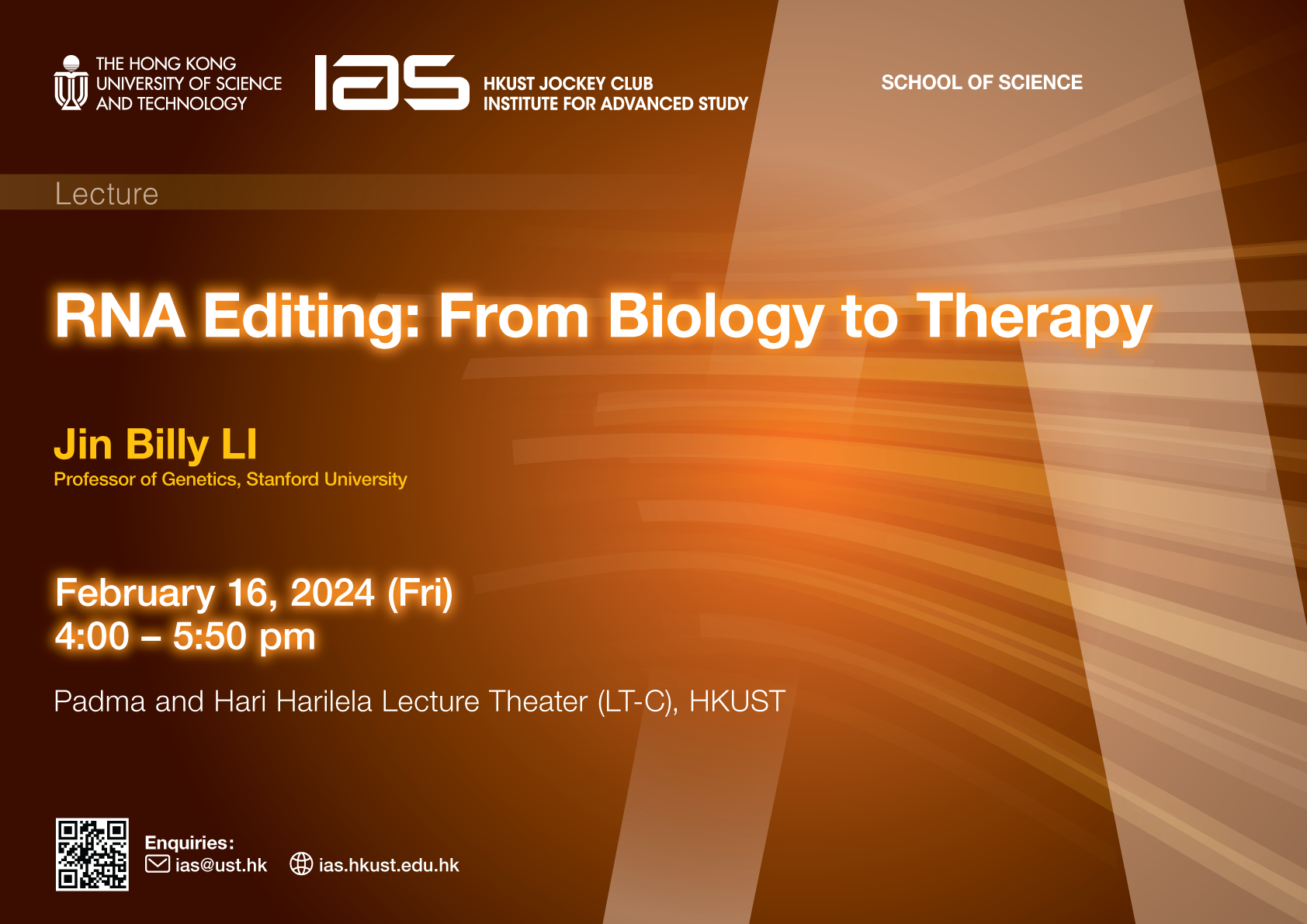 IAS / School of Science Joint Lecture - RNA Editing: From Biology to Therapy